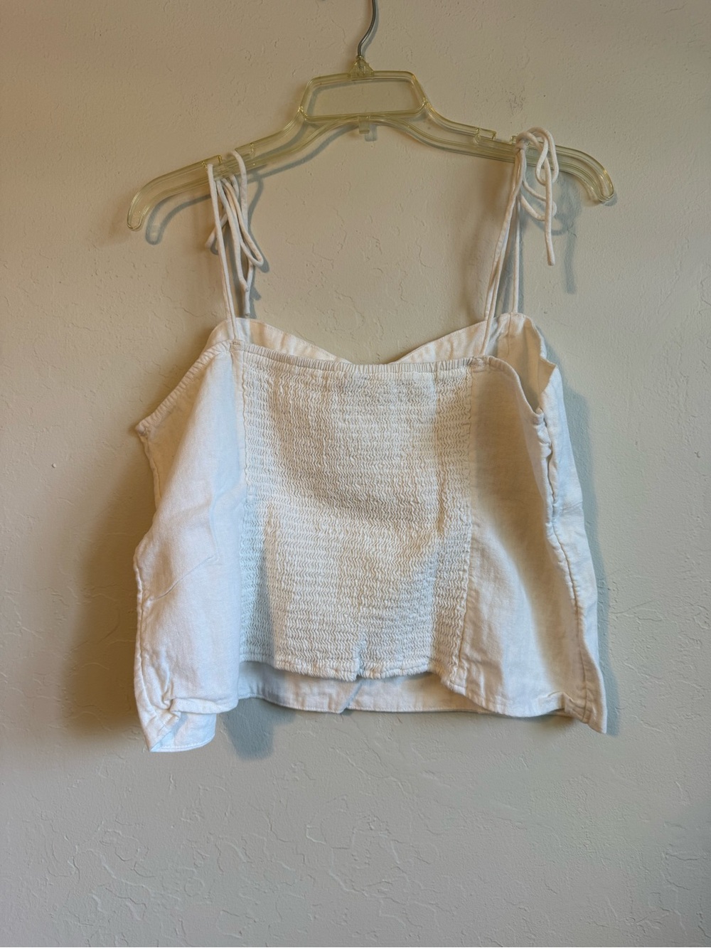 Old Navy White Tie-Shoulder Linen-Blend Crop Camisole - Picture 2 of 4